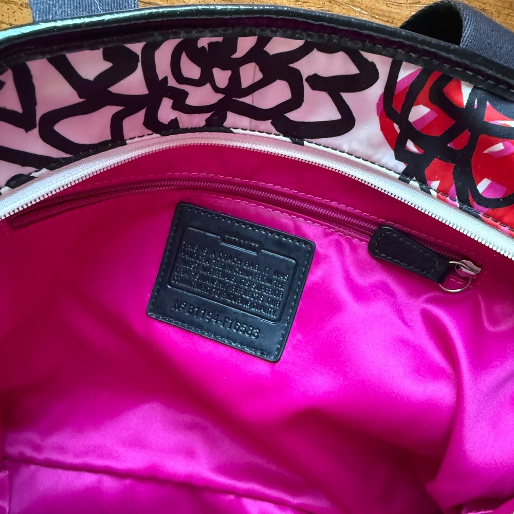 Coach Black Floral Logo Tote - Picture 5 of 7